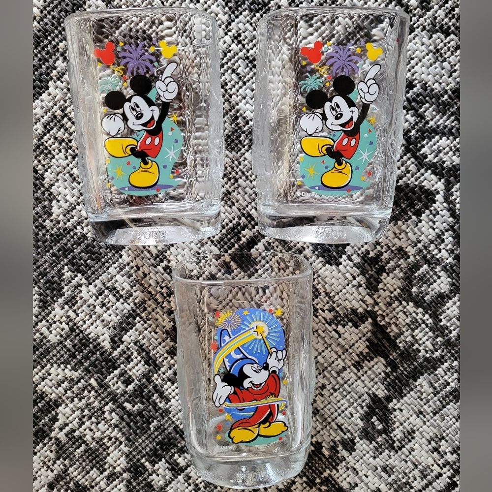 McDonald's Disney 2000 Commerative Glasses 3 Mickey Mouse Glasses Total